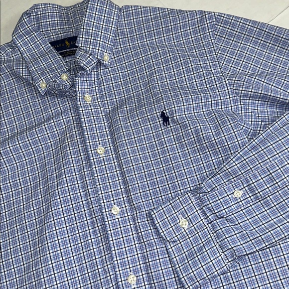 Ralph Lauren Classic Fit Men’s Size Medium Blue White Long Sleeve Business Work - Picture 1 of 9